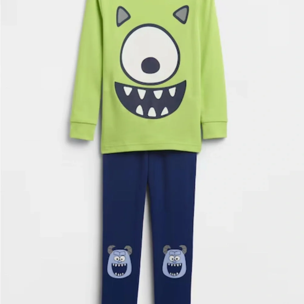 GAP Lime Green and Navy Monster Pajama Set